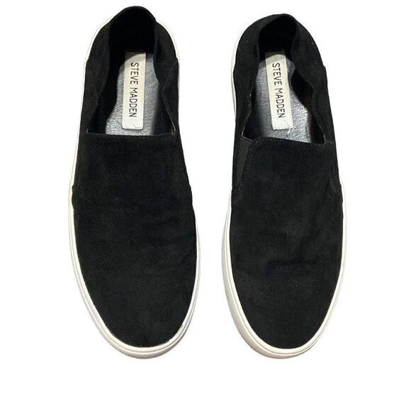 Steve Madden Fayna Faux Suede Loafer Sneakers Black Size 9 - Picture 1 of 6